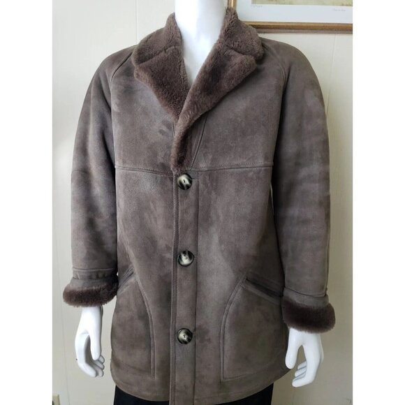 Jacques Jekel Shearling Coat Mens 40 Brown Sheepskin Rancher Jacket Leather - Picture 2 of 16